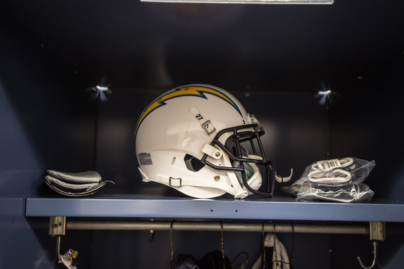 A San Diego Chargers helmet patiently waits for its chance to offer moderate protection against permanent brain injury. (Photo: San Diego Chargers)